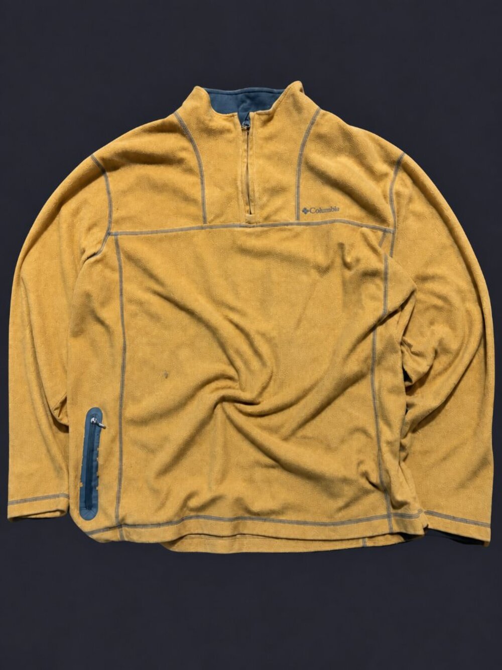 Columbia Mens XL Mustard Yellow Quarter Zip Fleece Pullover
